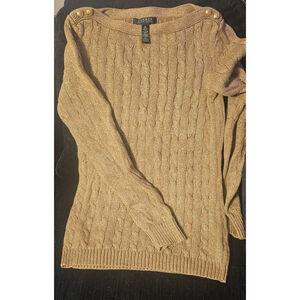 Women's Ralph Lauren Sweater, Size M, Gold shimmer Metallic bling